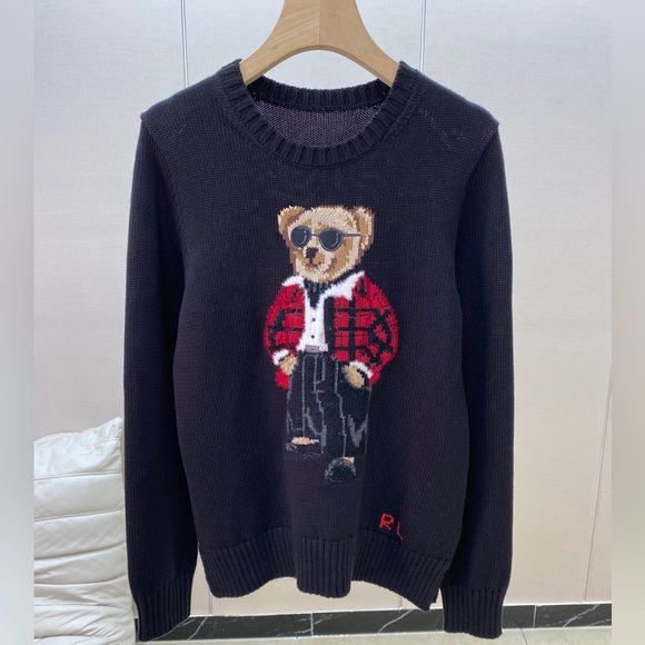 Polo Ralph Lauren Black Sweater with Bear Design - Picture 1 of 8
